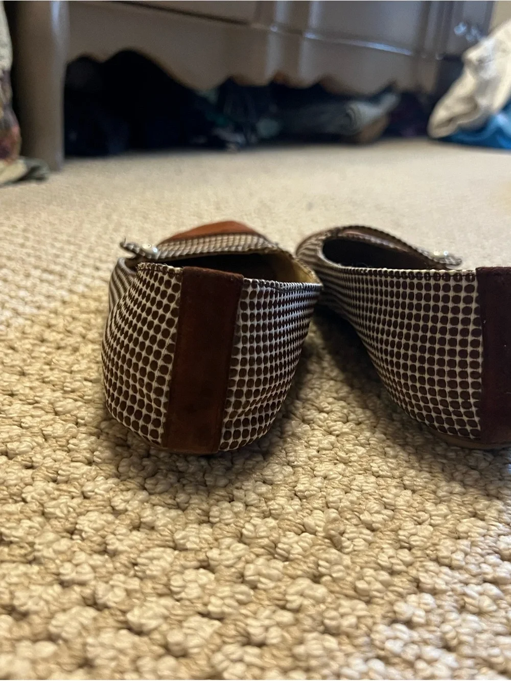 Maloles Brown & white Checkered Ballet Flats
